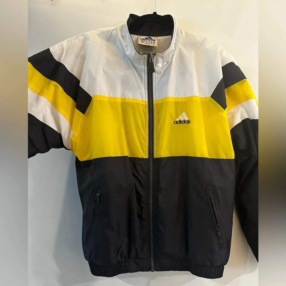 adidas フード付きジャケット 黒/黄色/白　Vintage　90s 00s adidas | Jackets & Coats | Adidas Vintage Jacket Black Yellow